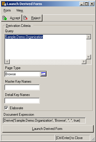 Dataphor Explorer Derived Form Launcher