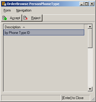 Sample Application - Browse Order - Person Phone Type